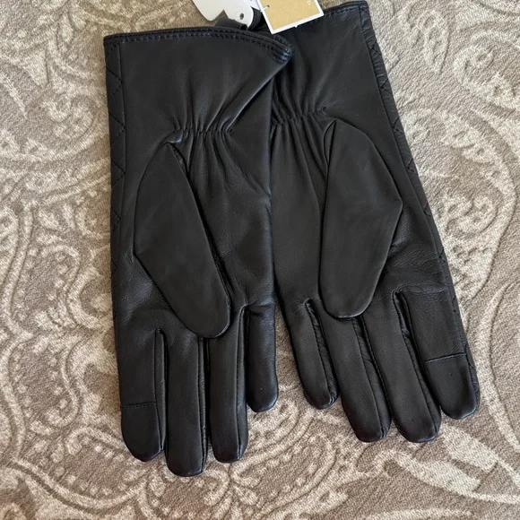 Michael Kors Quilted Black Gloves with Gold Accent - Picture 3 of 8